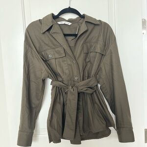 Zara Olive Utility Jacket with Belt